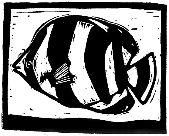 Peixe Borboleta A5 Linogravura