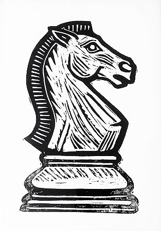Cavalo Peça de Xadrez Gravura A4