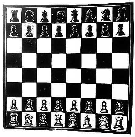 Tabuleiro de Xadrez em Linogravura A3