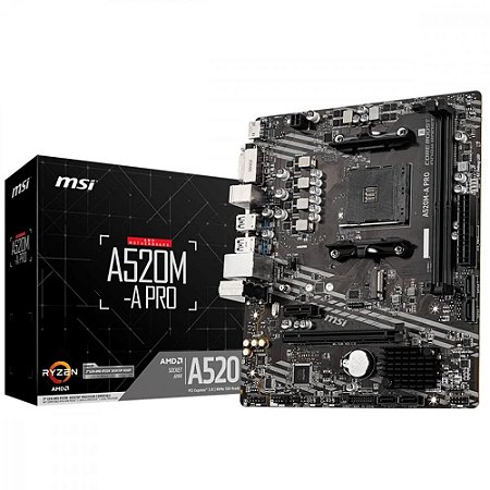 Placa Mãe MSI A520M-A PRO AM4 mATX 2xDDR4