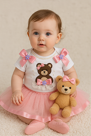 Body bichinho ursinha bailarina rosa - Personalizado (P ao GG)