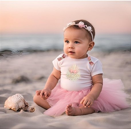 Body Bebê Sereia Concha – Personalizado (P ao GG)