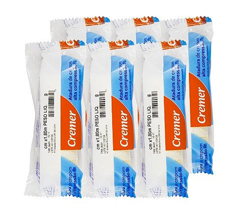 ATADURA DE CREPOM CYSNE 13 FIOS COM 06 ROLOS 12CM X 1,8M - CREMER