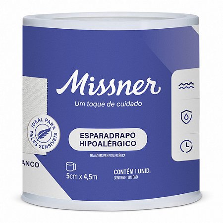 ESPARADRAPO HIPOALÉRGICO BRANCO5,0cm X 4,5m - MISSNER