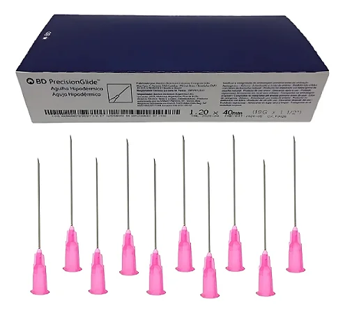 AGULHA DE ASPIRAÇÃO DESCARTÁVEL 40MM X 1,20MM (1-1/2" x 18G) - CAIXA COM 100 UNIDADES - BD