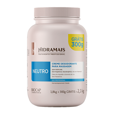 CREME DESODORANTE NEUTRO PARA MASSAGEM 1,8KG + 300G - HIDRAMAIS