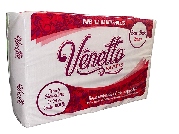 PAPEL TOALHA INTERFOLHAS BRANCO ECO BOX 20X20CM C/1000UN - VÊNETTO