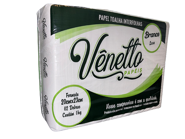 PAPEL TOALHA INTERFOLHAS BRANCO LUXO 23X20CM C/1000UN - VÊNETTO