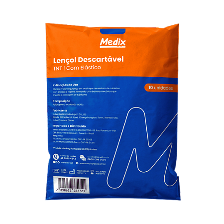LENÇOL DESCARTÁVEL COM ELÁSTICO - PACOTE COM 10UNIDADES - MEDIX