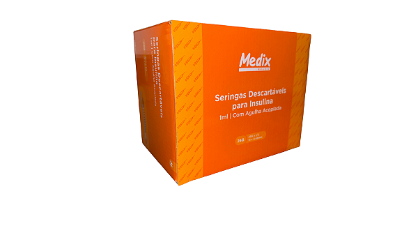 SERINGA PARA INSULINA 1ML 13MM X 0,45MM (26G X 1/2) - MEDIX