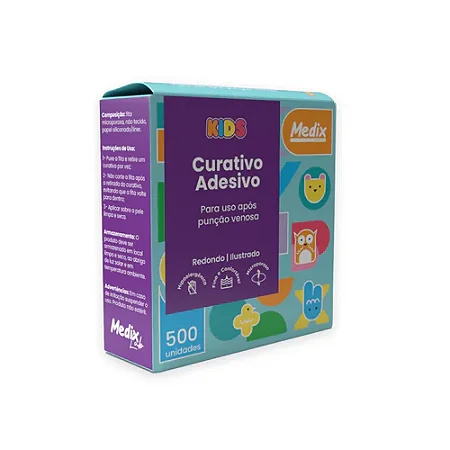 CURATIVO REDONDO KIDS ADESIVO REDONDO CAIXA COM 500 UNIDADES - MEDIX
