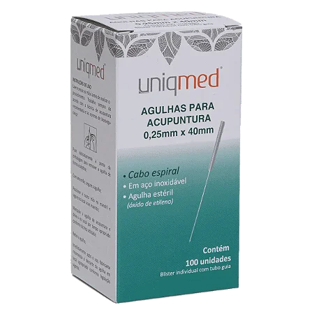 AGULHA PARA ACUPUNTURA 0,25X40MM - CAIXA COM 100 UNIDADES - UNIQMED