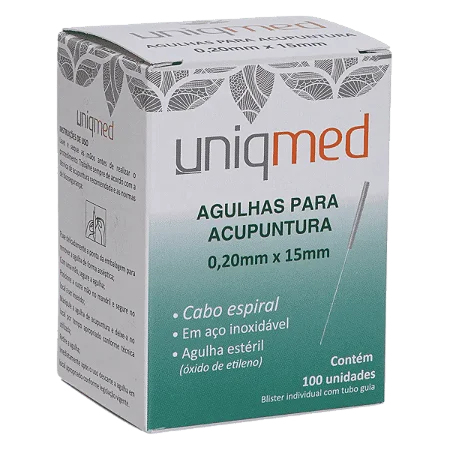 AGULHA PARA ACUPUNTURA 0,20X15MM - CAIXA COM 100 UNIDADES - UNIQMED