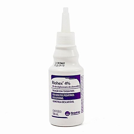 CLOREXIDINA DEGERMANTE 4% COM TENSOATIVOS RIOHEX 100ML - RIOQUIMICA
