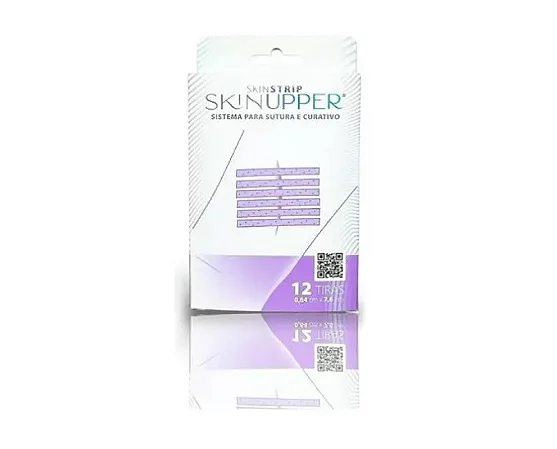 SISTEMA PARA SUTURA CUTÂNEA ESTÉRIL SKIN-STRIP 0,64CM X 7,6CM - CAIXA COM 12 UNIDADES - SKINUPPER