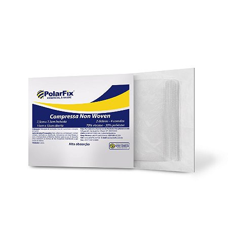 COMPRESSA CIRÚRGICA NON WOVEN 7,5 X 7,5CM PACOTE COM 10 UNIDADES - POLARFIX