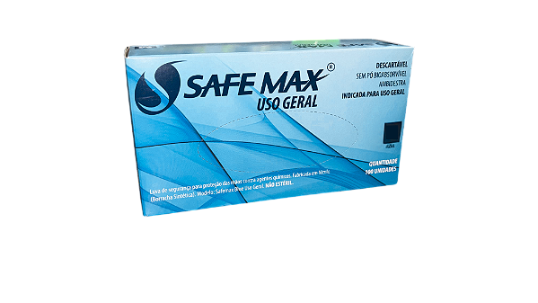 LUVA NITRÍLICA PARA USO GERAL AZUL - CAIXA COM 100 UNIDADES - SAFEMAX