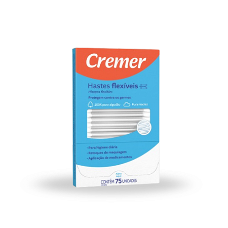 HASTES FLEXÍVEIS COTONETE ANTIGERME C/75UN CREMER