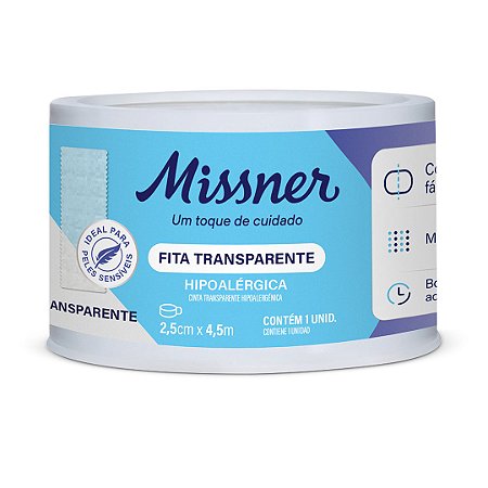 FITA TRANSPARENTE HIPOALÉRGICA 2,5CM X 4,5M - MISSNER