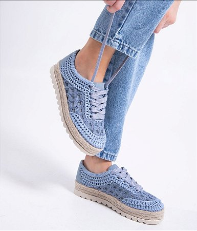 Tênis Feminino Casual Azul Claro