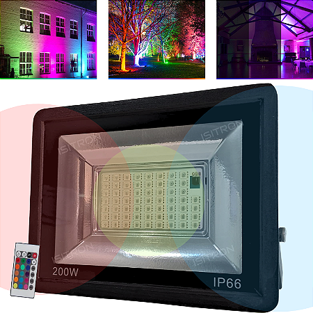 Refletor LED 200W RGB IP66 com Memória