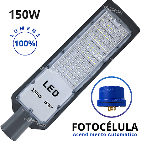 Luminária 150W Com Relé Fotocélula IP67 Base Redonda Led SMD Fator 100% uso geral