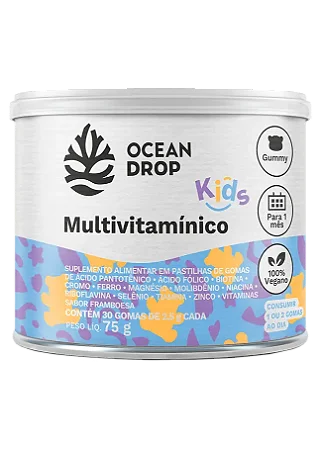 Multivitaminico Kids Vegano (30 Gomas) Framboesa - Ocean Drop
