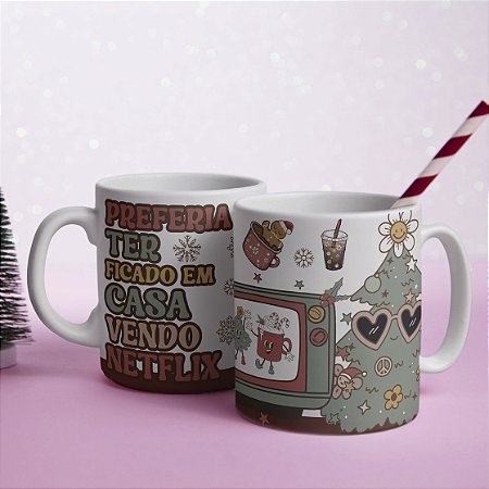 Caneca Natal Sarcástico Netflix Personalizada