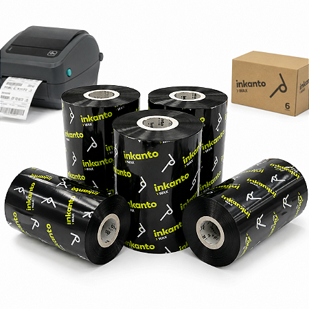 Ribbon cera Armor Inkanto AWR-1 110mmx450m em Kits Externo para etiqueta Couche 1 Pol Para Impressora Térmica