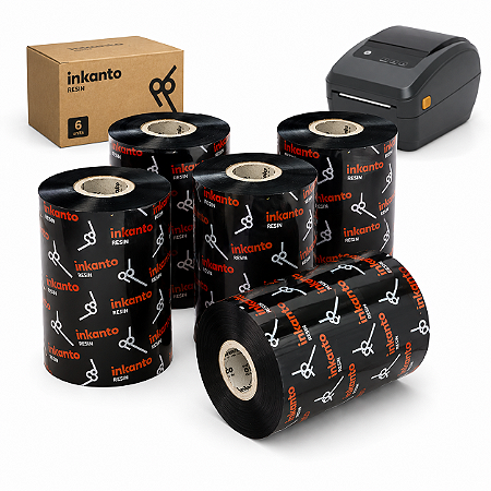 Ribbon resina Armor Inkanto AXR-1 110mm x 450 metros em Kits externo para Etiqueta Bopp impressora térmica ​​​​​​​
