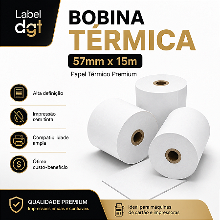Bobina Térmica 57mmx15m para Máquina de Cartão