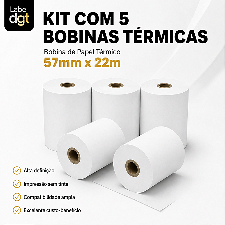 Bobina Térmica 57mmx22m para maquina de cartao