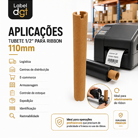 Tubete 1/2 Polegada 110x17 para Ribbon Label DGT