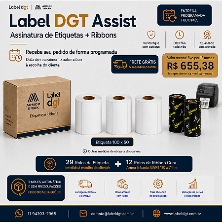 Etiqueta Couche 100mm x 50mm + Ribbon Cera Armor Inkanto AWR-1 110mm x 74 metros  Label DGT Assist