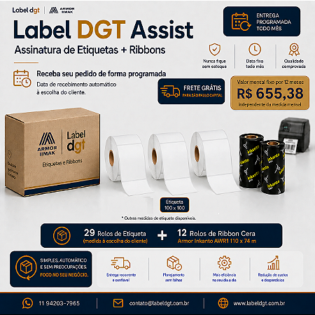 Etiqueta Couche 100mm x 100mm + Ribbon Cera Armor Inkanto AWR-1 110mm x 74 metros  Label DGT Assist