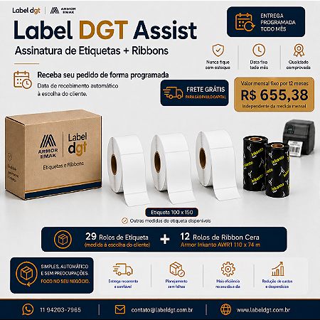 Etiqueta Couche 100mm x 150mm + Ribbon Cera Armor Inkanto AWR-1 110mm x 74 metros Label DGT Assist.