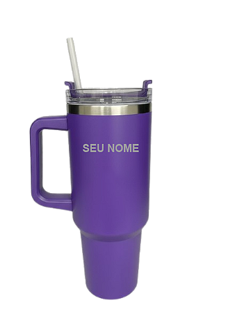 Copo Térmico com Canudo Personalizado | Roxo