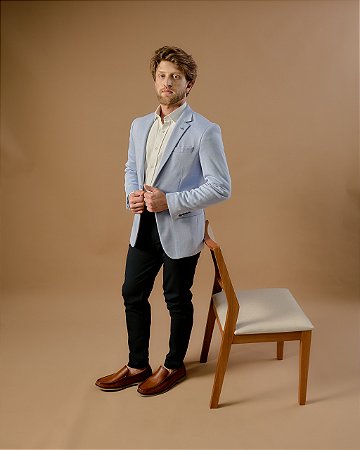 Blazer Azul Alfaiataria Slim Fit Masculino