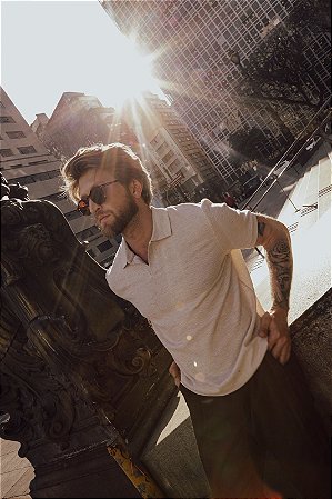 Camisa Alfaiataria Polo Masculina Creme