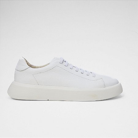 Sapatênis de Couro Branco Casual