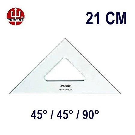 ESQUADRO ACRIL. 2M/M S/ GRAV. 45° 21 CM