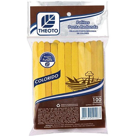 PALITO SORVETE KV THEOTO C/100 AMARELO