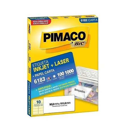ETIQ. INKJET+LASER 100 FLS PIMACO 6183