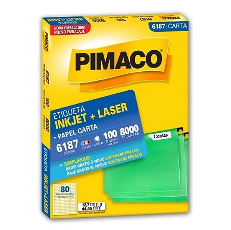 ETIQ. INKJET +LASER PIMACO 6187