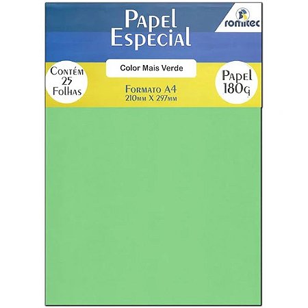 PAPEL A4 180G CM VERDE C/25 FLS