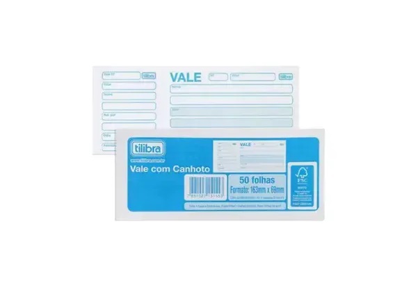 BLOCO PARA VALE COM CANHOTO PEQ.50FLS