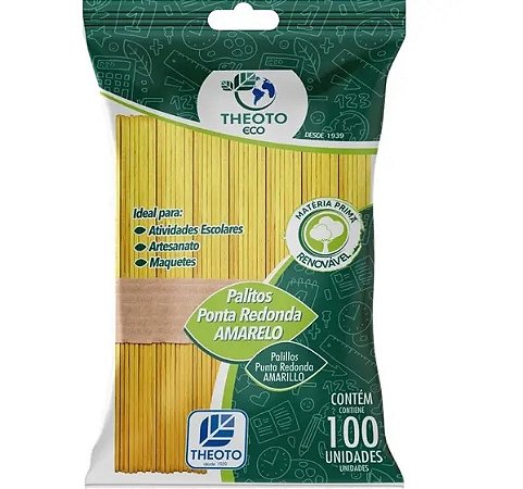 PALITO SORVETEKC THEOTO C/100 AMARELO