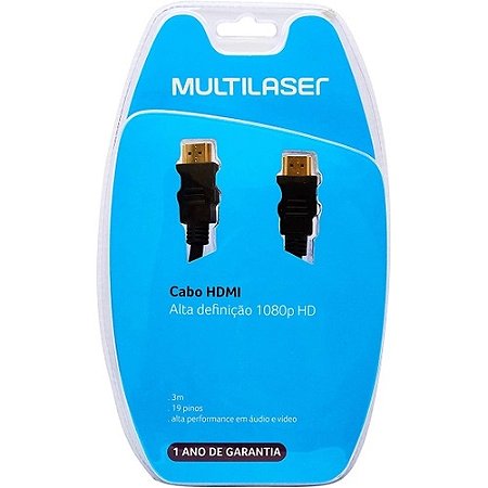 CABO DE VIDEO - HDMI 19 PIN M/HDMI 19 PIN M - 3,0M - C/CONECT.BANHADO