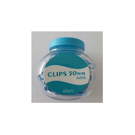 CLIPS 50MM COLORIDO POTE 60UN AZUL CLARO