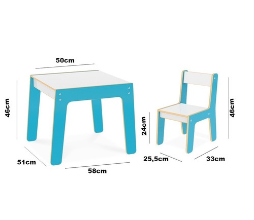 CONJ. MESA + CADEIRA INFANTIL - AZUL
